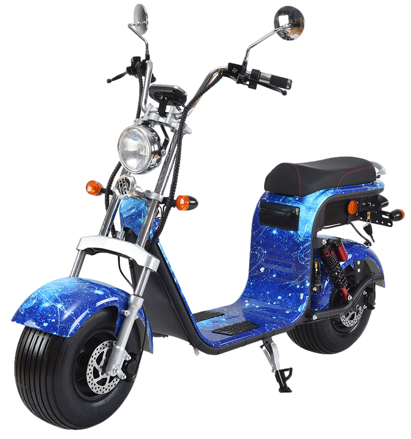 RocknBikes Harley Scooter REH05 8-4 BlueMix Elektro Motorroller CityCoco Alu Felgen Akku 60V20Ah